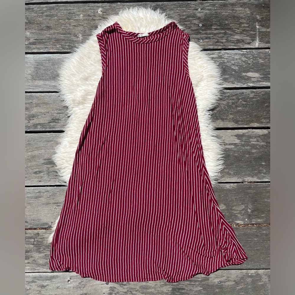Striped Sleeveless Red and White Dress